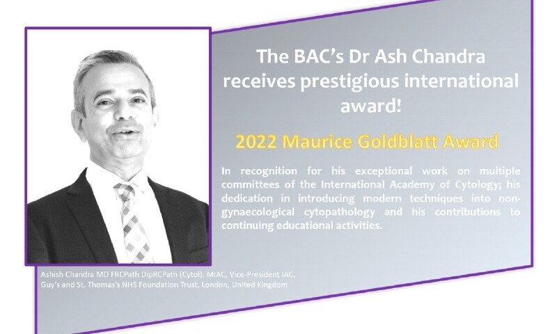 The BAC's Dr Ash Chandra Receives Prestigious International Award